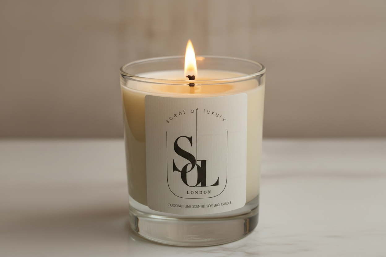 Coconut lime scented soy wax candle