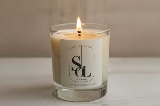 Coconut lime scented soy wax candle
